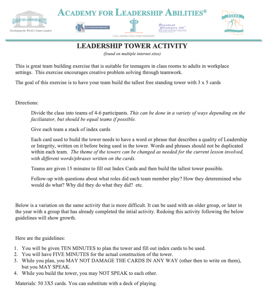Leadership Tower Activity image